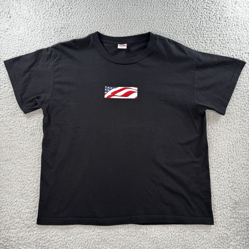 2001 FW01 Supreme Patriot Box Logo Tee American Flag Black Size XL